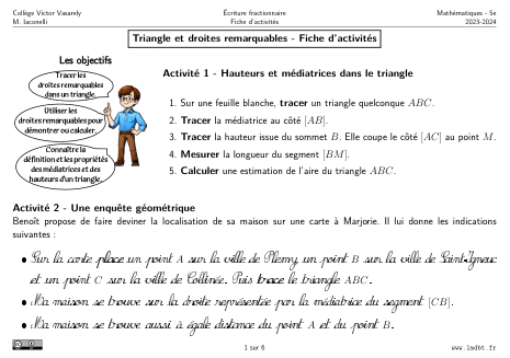 Miniature Fiche Activités Droites remarquables du triangle