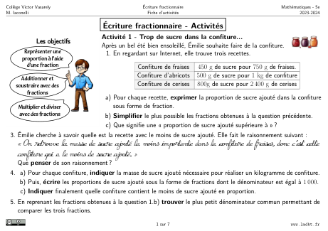 Miniature Fiche Activités Fractions