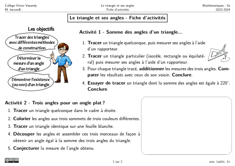 Miniature Fiche Activités Angles et triangle