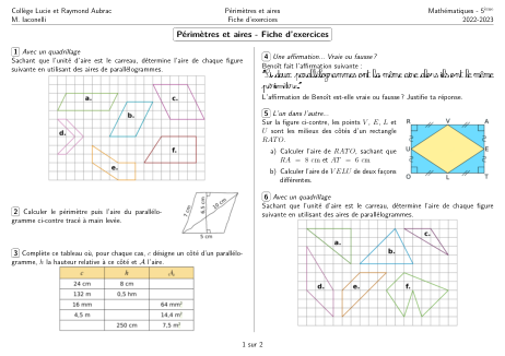 Miniature Fiche Exercices Droites remarquables du triangle