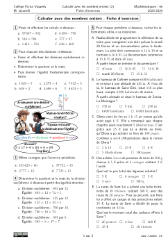 Miniature Fiche Exercices Les nombres entiers