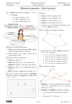 Miniature Fiche Exercices Éléments de géométrie