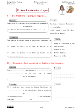 Miniature Fiche Leçon Fractions